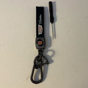 Cadillac Key Fob Keychain in Black Leather with Logo NWT